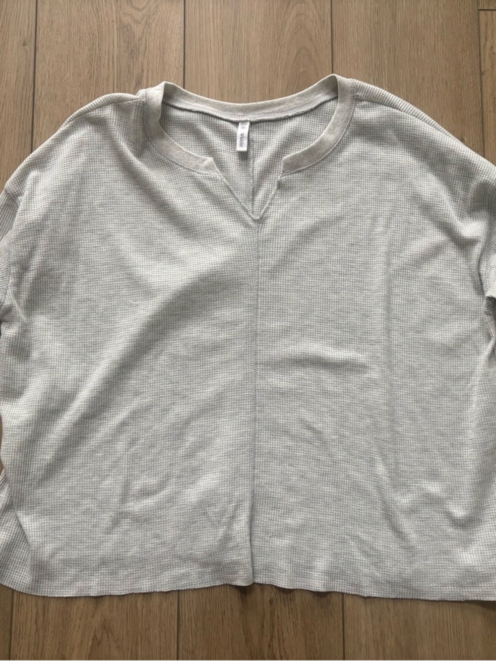 Wishlist Light Gray Waffle Knit Long Sleeve Top